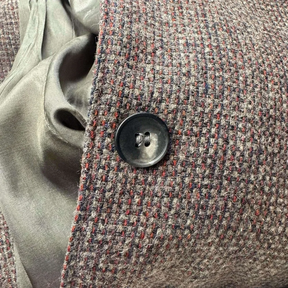 Vtg 70's Levi Strauss Co Wool Tweed Blazer Jacket Brown Sz 16 Cursive Label